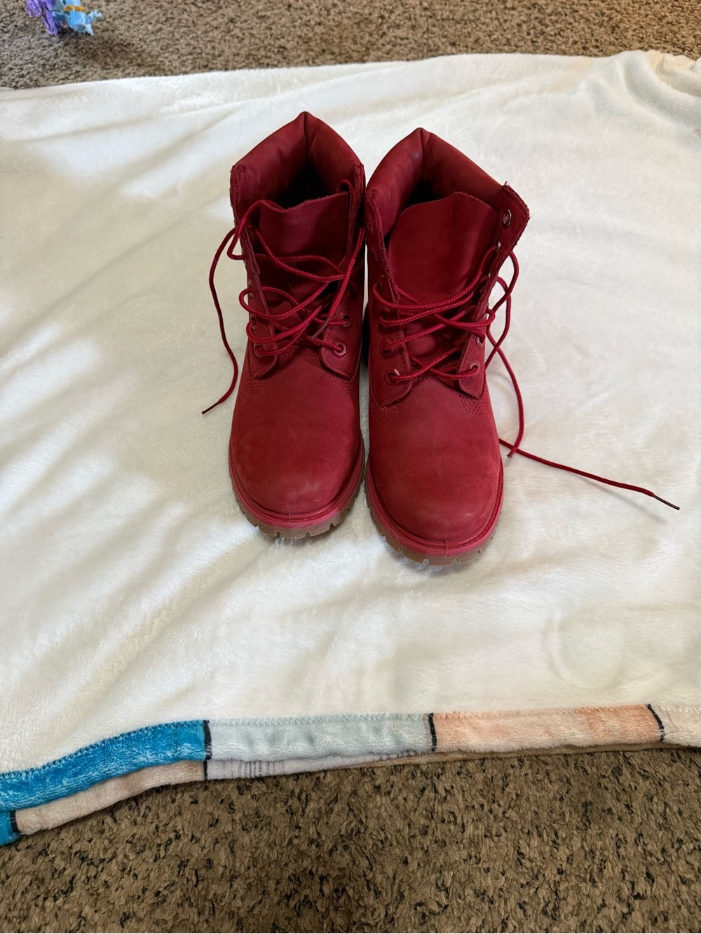 Timberland Red Lace-Up Combat Boots